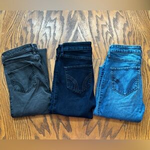 Women's Hollister Skinny Jean bundle in Black, Dark Blue, and Blue. size 0